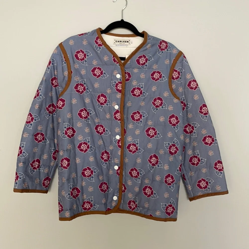 NWT Carleen for Anthropologie Floral Quilted Snap Front Jacket Size Small - Picture 5 of 9